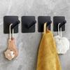 Stainless Steel Adhesive Hook No Drill Square Wall Sticky Hanger for Bathrooms Kitchen Close