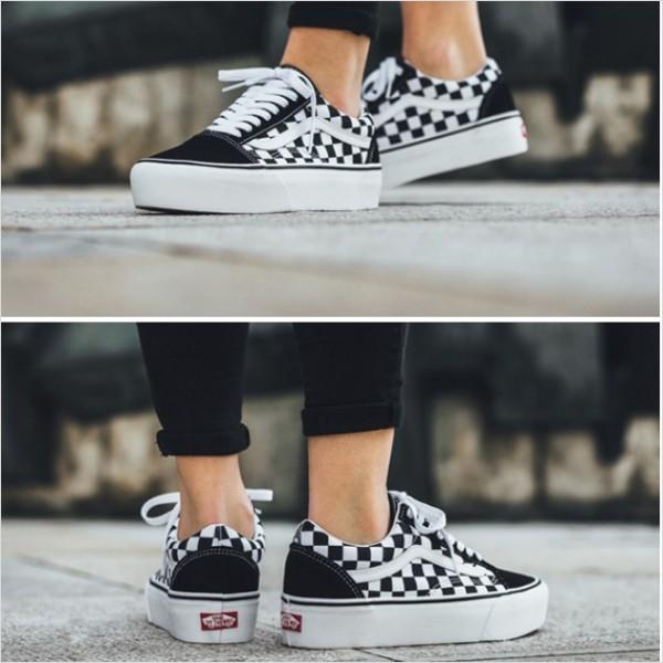 Old School Platform -Checkerboard Black/True White VN0A3B3UHRK