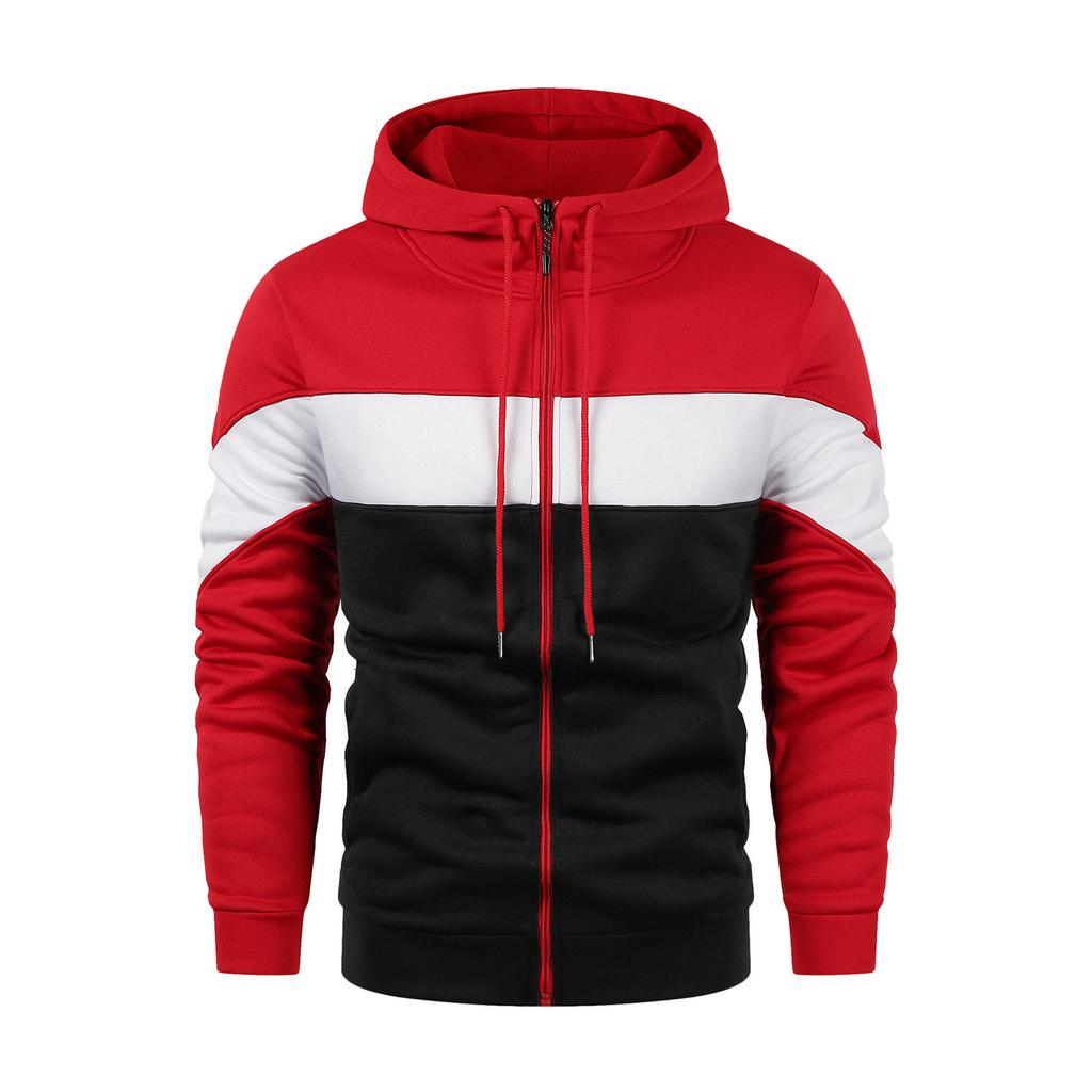 Men‘s Zipper Pullover Long Sleeve Hooded Sweatshirt Tops Blouse