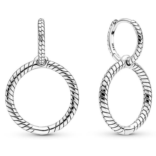 Серьги из стерлингового серебра 925 пробы Allure Of Faith Signature Circles Moments, очаровательные серьги-кольца с двойным кольцом для женщин, модные украшения