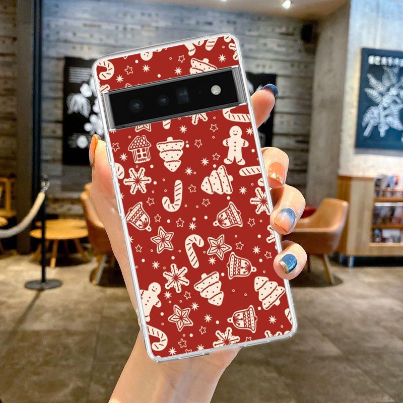 Чехол для телефона Google Pixel 9 8 7 6 9A 8A 7A 6A 5 4 5A 4A 3A Pro XL Мягкий прозрачный ТПУ Прозрачная крышка Мультяшный Рождественский