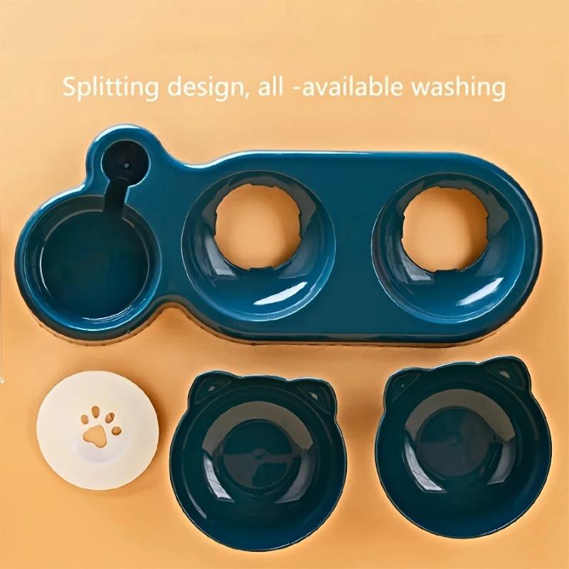 Animal Feeders Tilted 3 in 1 Cat Bowls for Water and Food, Raised Pet Feeder with Ear Design Non-Slip Dog Bowls for Home & Photo Props