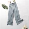 Women Fashion Summer Wide Leg Pants Pleated Ice Silk Trousers Elastic Waist Loose Casual Pants