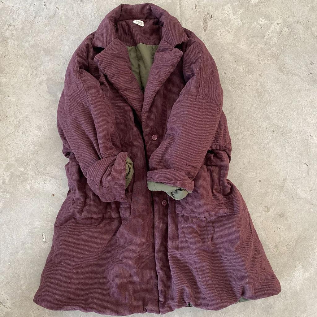 Johnature Женские зимние пальто с отложным воротником в китайском стиле с длинным рукавом на пуговицах, винтажные женские полосатые пальто