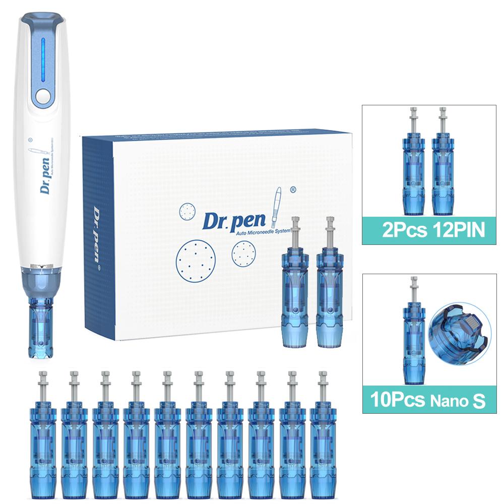 Dr.Pen A9 Авто Микро Игла Ручка Дерма Ролик Иглы Для Микронидлинга Мезотерапия MTS Уход за Кожей Красоты Устройство С 12 Шт. Картиджами