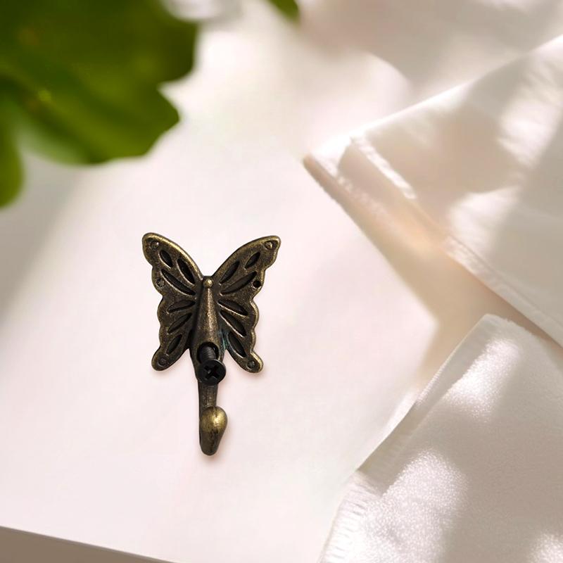1/5Pc Bronze Wall Hanging Bronze Color Butterfly Hook Retro Style Alloy European Style Single Hook Towel Rack Coat Hanger