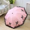 Butterfly Lace Printed Sunshade Umbrella For Both Rain Triple Fold Wind Resistant And Sun Resistant Black Rubber Umbrella