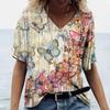 Women's T-shirt Colored Butterfly Print T-shirt Niche Design Harajuku Casual Short Sleeved Top Plus Size Women's Clothing