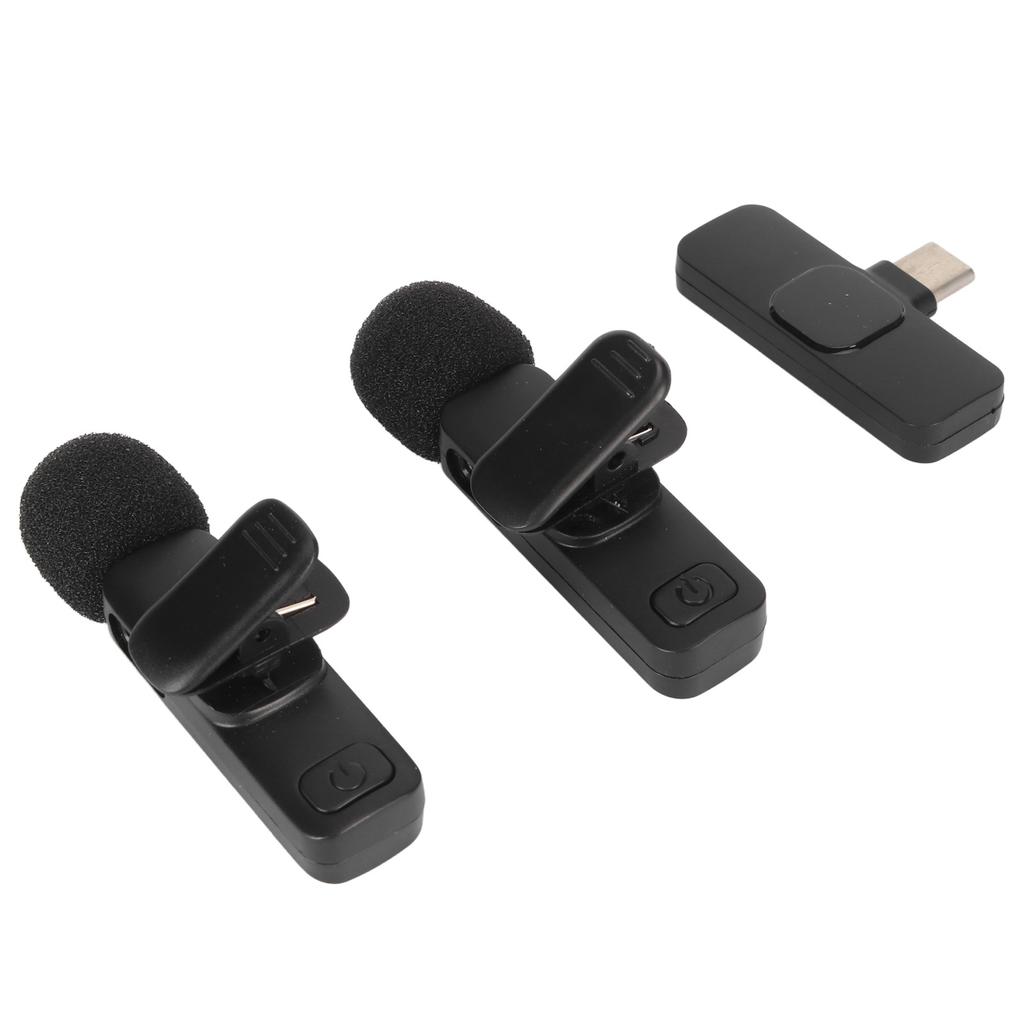 Беспроводной петличный микрофон-петличка 1 на 2 с шумоподавлением, интерфейс Type-C, мини-беспроводной микрофон-клипса