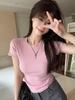 2025 Summer Korean Style Solid Slim Fit Short Sleeve Women's T-Shirt