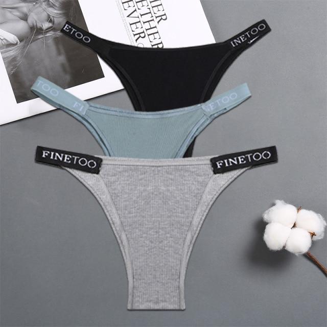 FINETOO 3PCS/Set Women's Lingerie Panties Cotton Gstring Female Underpants Sexy Letter Panties Thong Pantys Underwear Intimates