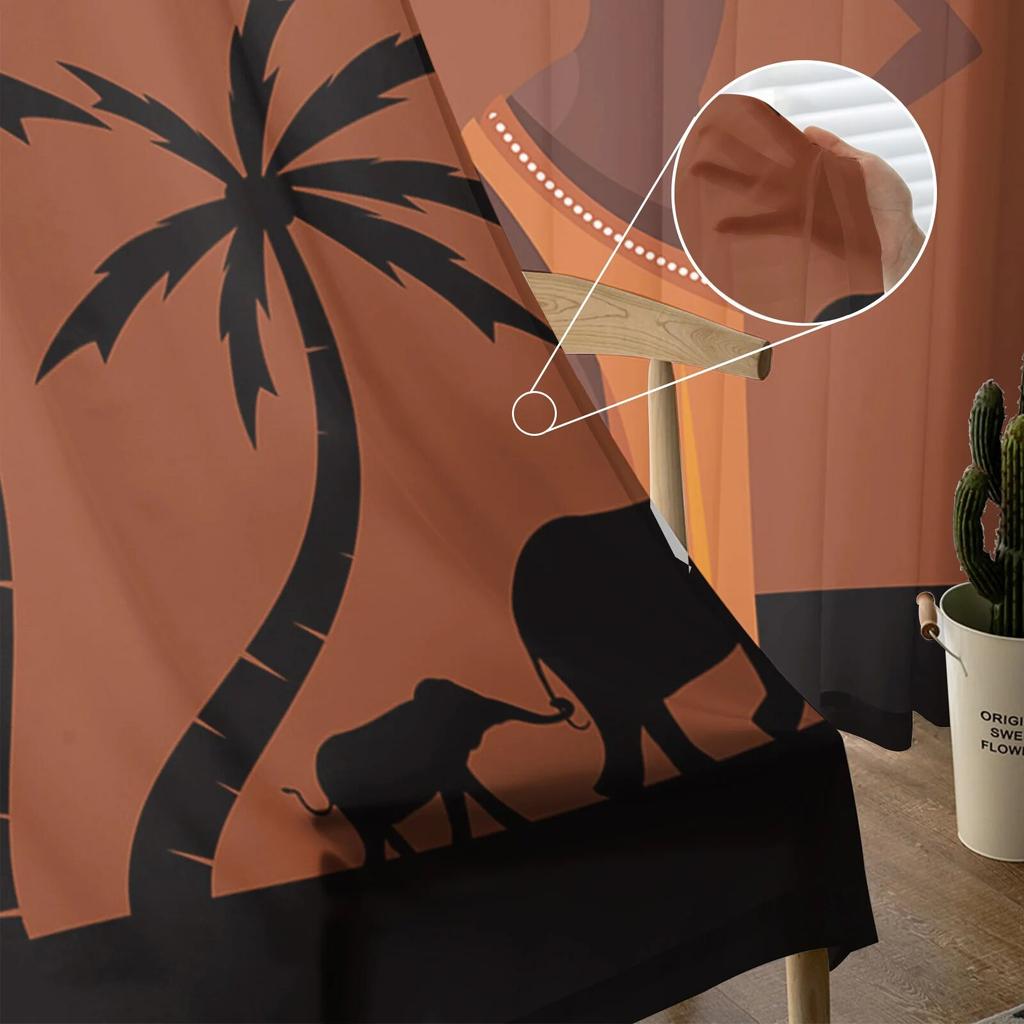 Africa Tribe Women Sunset Tulle Curtains Living Room Kitchen Chiffon Curtain Bedroom Balcony Sheer Curtain Fashion Home Decor