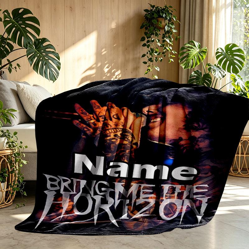 Custom Name Personalized Bring Me the Horizon Print Blanket, Home Decor, Bedroom, Sofa, Camping, Couch, Gifts for Birthday Christmas