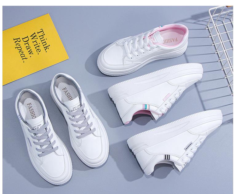 Женская обувь AutumnFashion White LaceUp Повседневная обувь Легкая обувь для ходьбы на доске Низкий верх Мягкая подошва Кроссовки Вулканизированная обувь