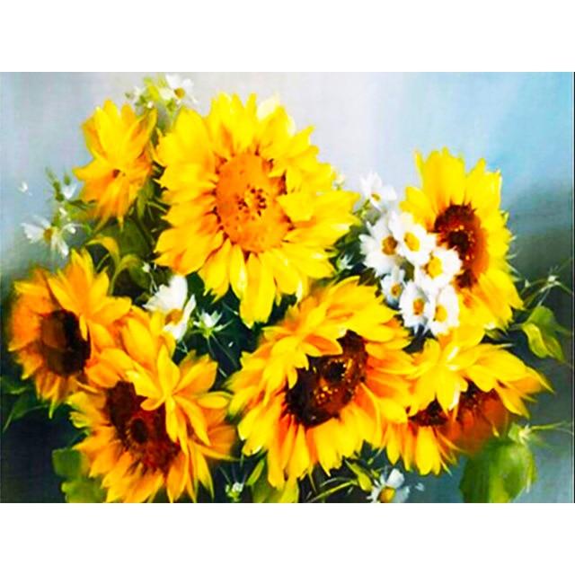 5D алмазная живопись Подсолнух, вышивка крестиком, пейзаж, Алмазная мозаика, вышивка, полная круглая квадратная страза, аксессуары, домашний декор