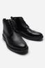 Men's Fashion Genuine Leather Thin Heeled Booties Black Lace-up Zippered Boots Shoes