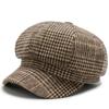 Luxury Wool Beret Women Autumn Winter Plaid Kepi Retro Duckbill Hat Trend Painter Hats Korean British Octagonal Hat