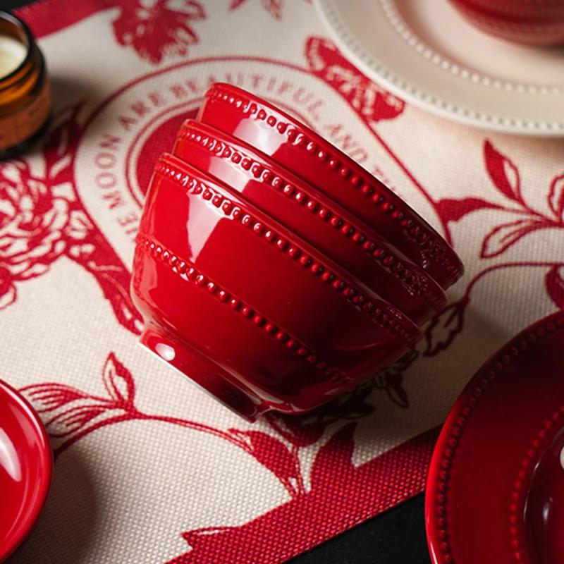 Легкая роскошная свадебная керамическая тарелка, высококачественные однотонные рельефные обеденные тарелки, бытовые тарелки для повседневного использования, вечеринки, торта, десерта и закусок