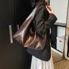MOODS Retro Shoulder Bags For Women Soft PU Leather Pure Underarm Hobo Bag Big Capacity Shopper Totes Handbags