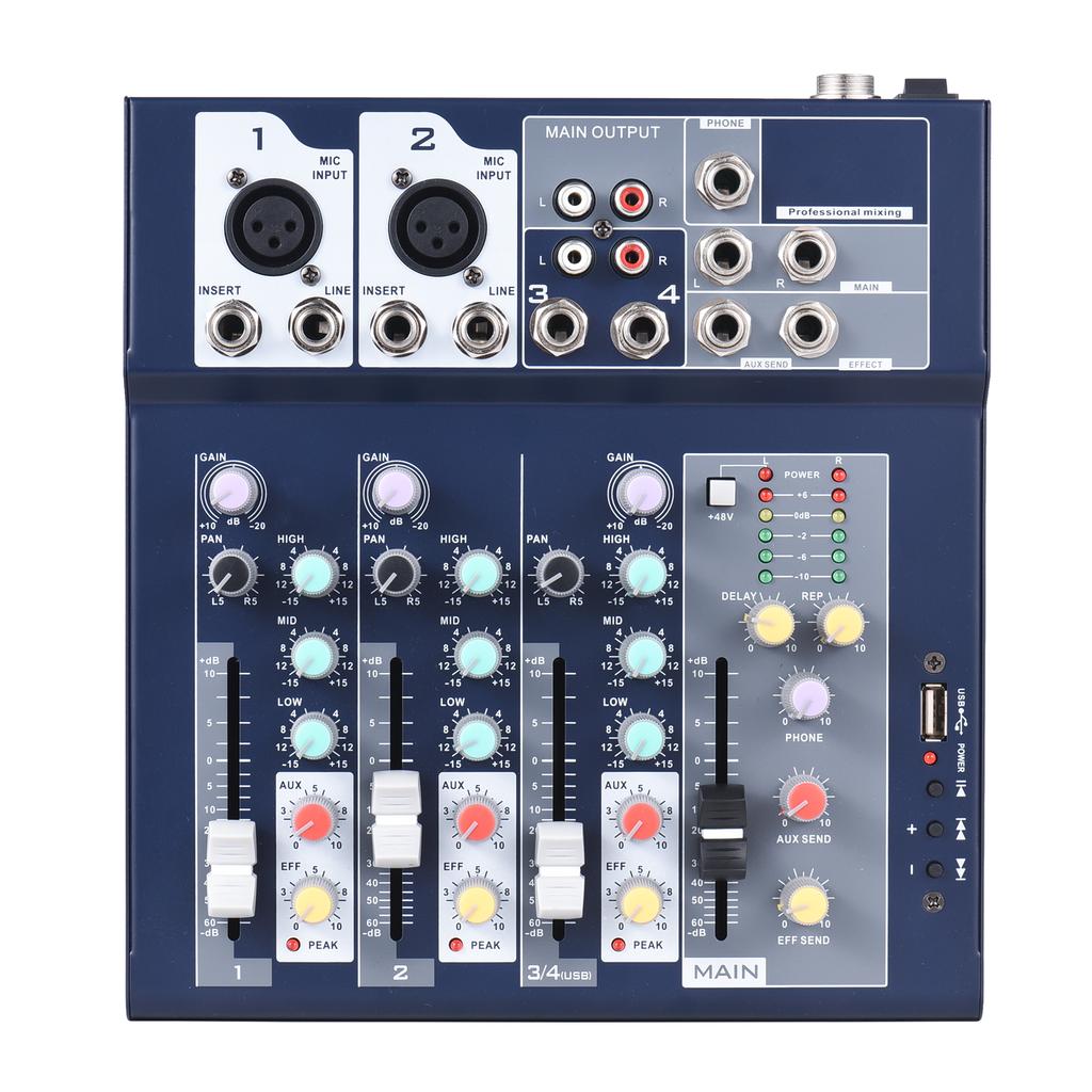 4-channel Mixing Console & Aux Paths Plus Effects Processor Digital Audio Mixer 3-band EQ Built-in