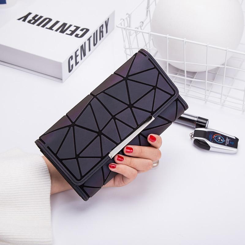 Women Wallet Clutch Female Long Noctilucent Purse Geometric Zipper Glowing Phone Wallet Ladies Fashion Luminous Clutch