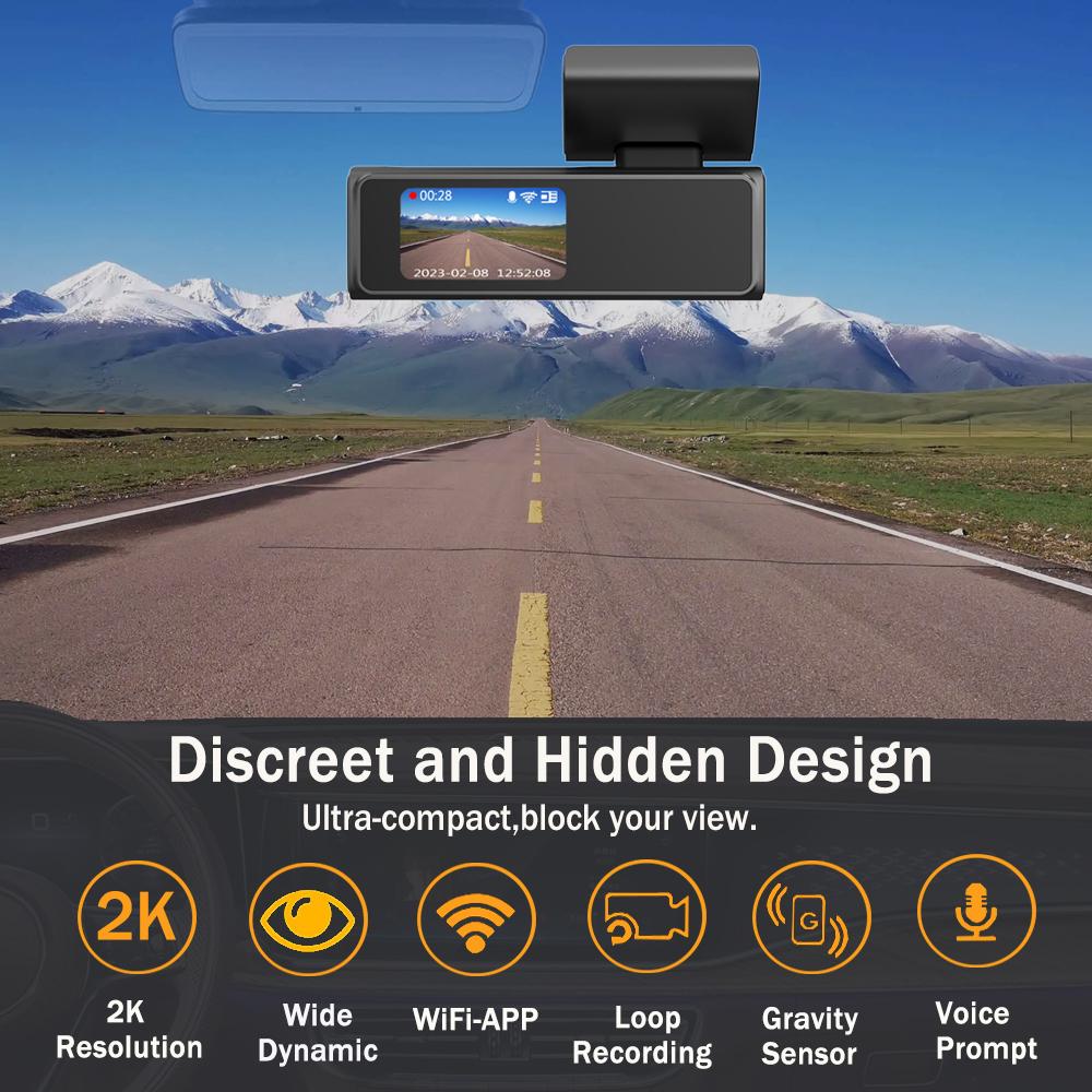 2K WiFi 1400P Мини Скрытая Видеорегистратор для Автомобилей с 1,5-дюймовым экраном Видеокамера на Приборной Панели Передний Регистратор Встроенный WiFi,Ночное Видение,WDR,Приложение