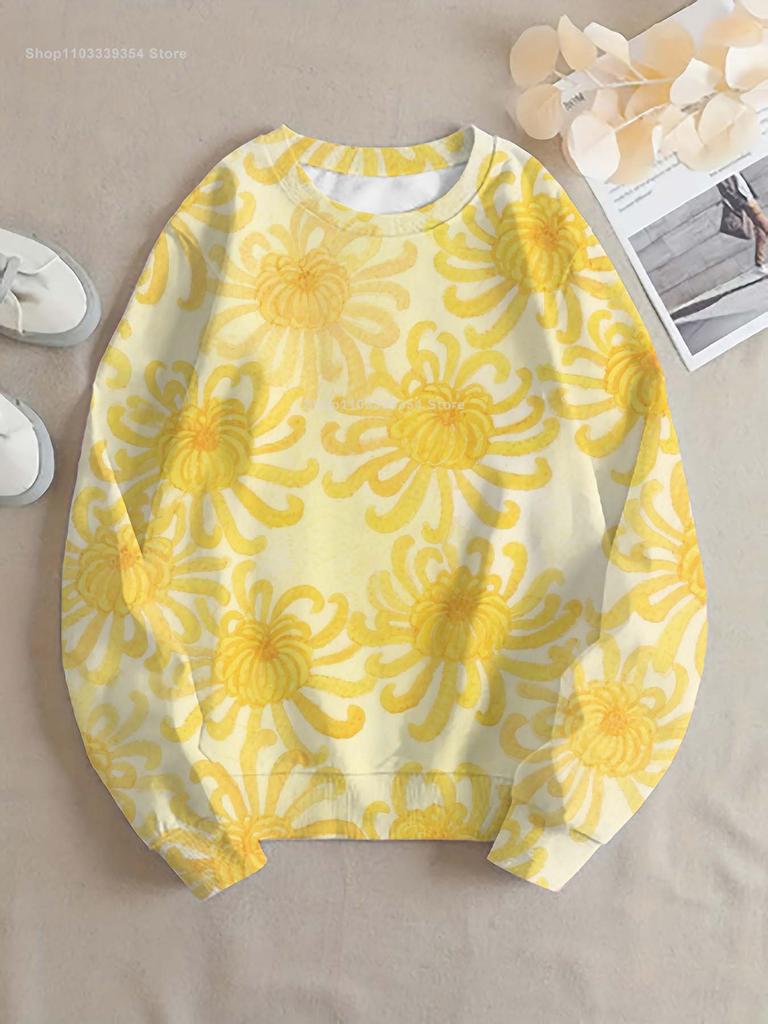 Fashion Flower Women round-neck sweatshirt 3D Print Y2k Streetwear Autumn Sweatshirts Oversized Pullovers Woman Clothing Tops