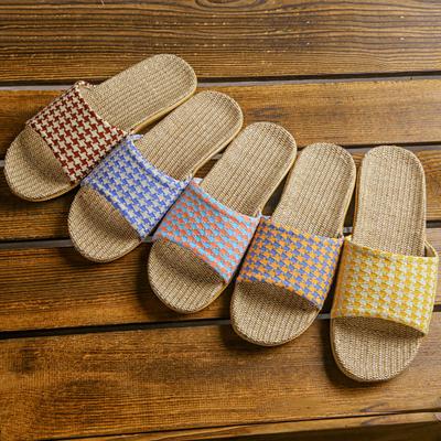 Новые парные льняные тапочки женские летние домашние деревянный пол толстая подошва удобные домашние прохладные тапочки мужские летние