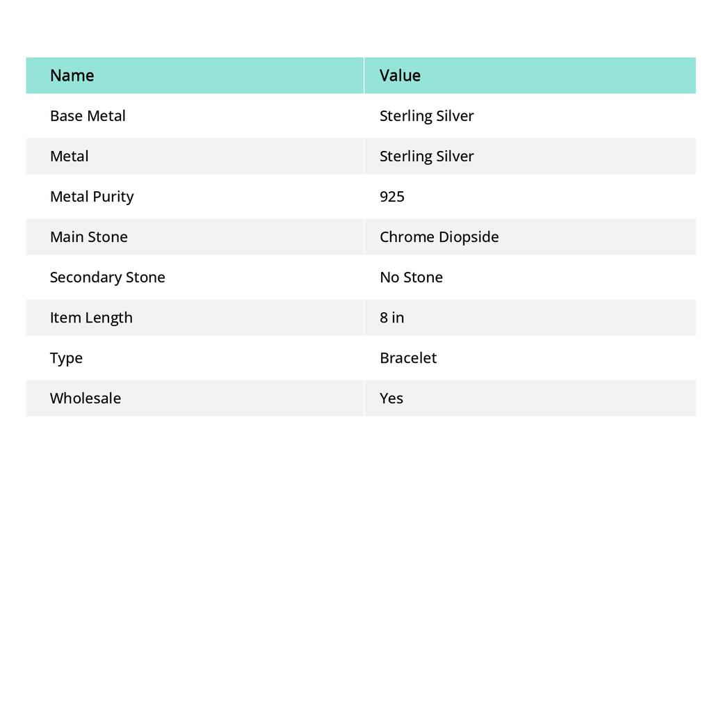Браслет-манжета из натурального хромдиопсида, стерлингового серебра 925 пробы, регулируемый S4n69
