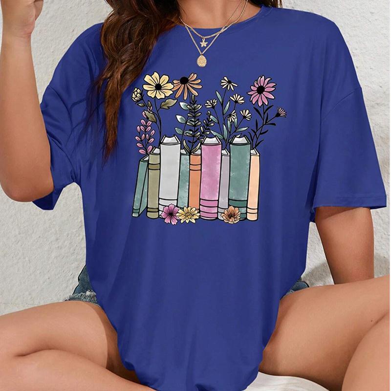 Модная женская креативная футболка с цветочным принтом, забавная повседневная футболка с круглым вырезом и короткими рукавами, летняя женская футболка