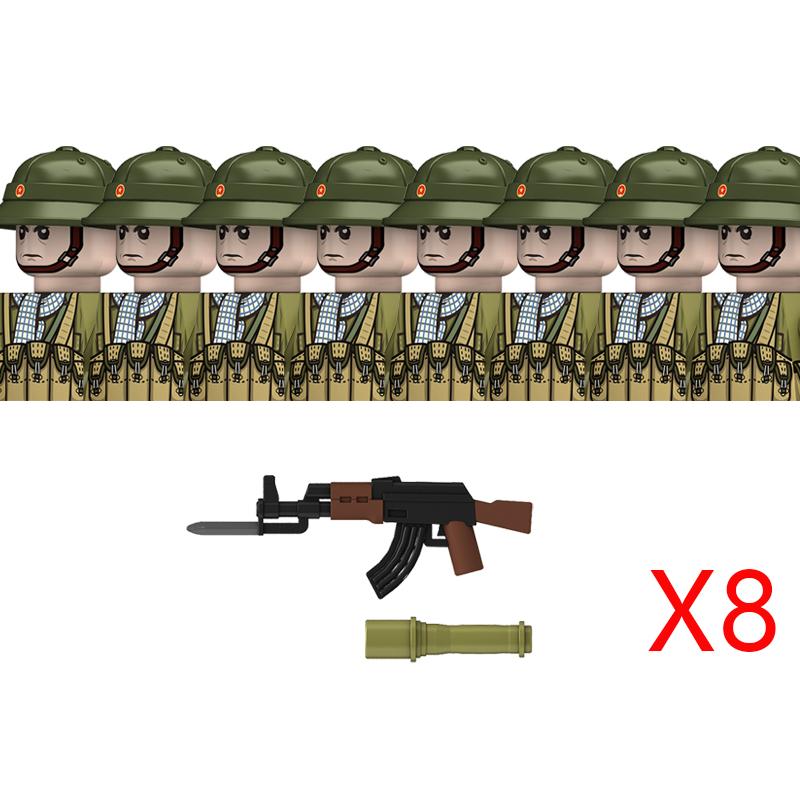 Нетоксичные Moc Вторая мировая война Война во Вьетнаме Военные Солдаты Строительные Блоки Вьетнамская Американская Армия Шлемы Пехоты Оружие Кирпичики Игрушки Дети