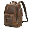 Retro Men's Crazy Horse Leather Backpack - Large Capacity 15" Laptop Bag, Top Layer Cowhide Schoolbag.