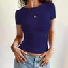 Короткие футболки облегающего кроя с круглым вырезом и короткими рукавами однотонные женские футболки