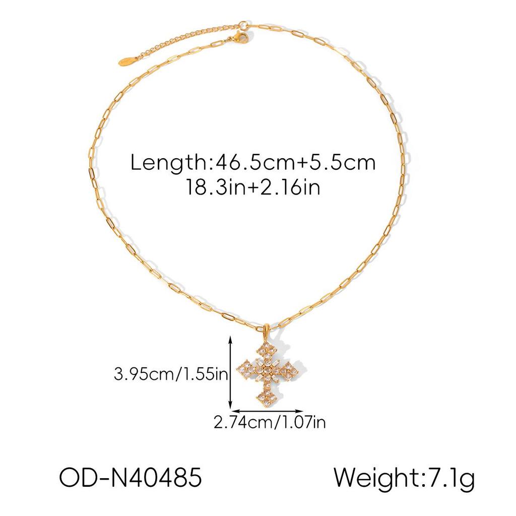 Хит продаж Французское Нержавеющее Стальное Крестовое Ожерелье с Подвеской из Циркона и Жемчуга