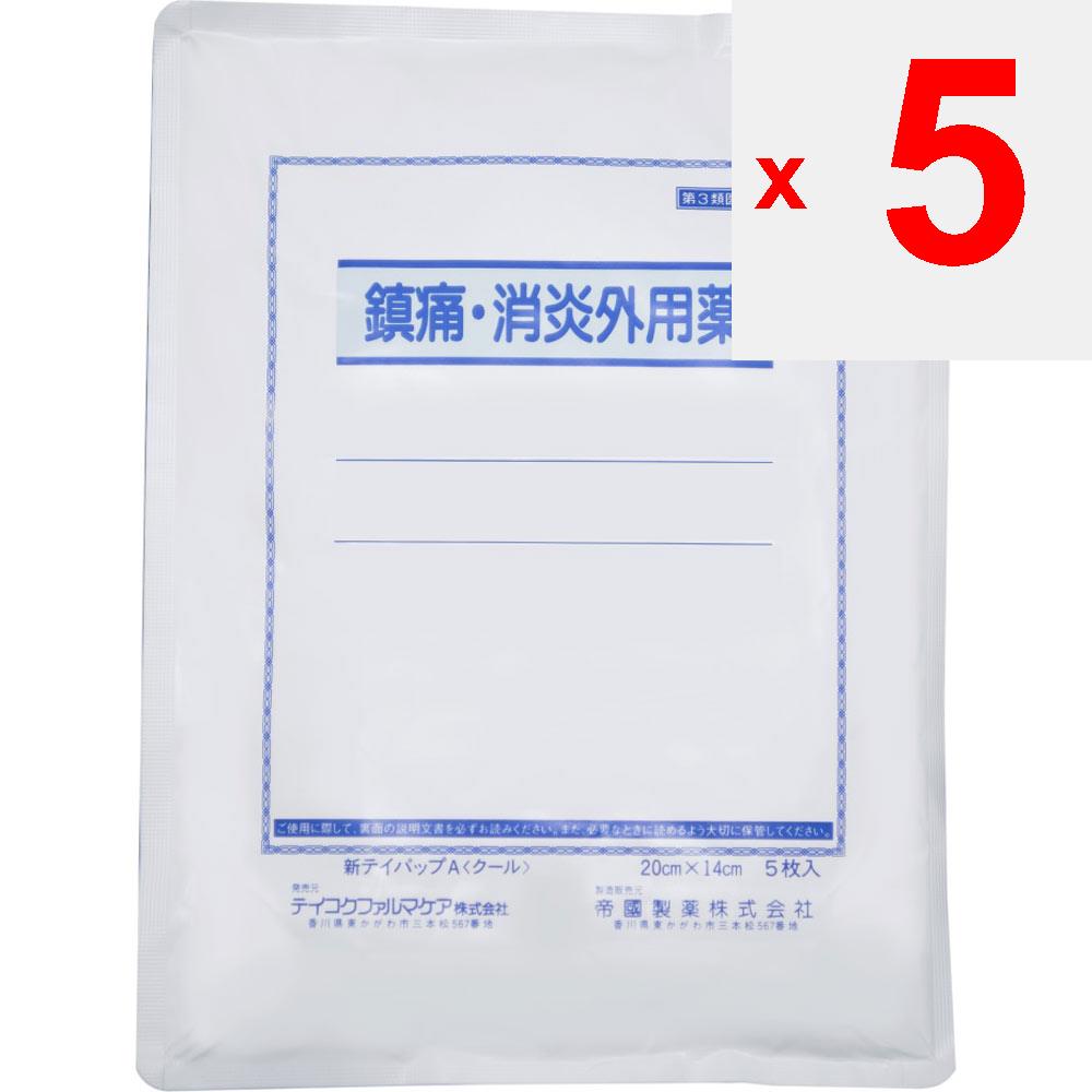 Teikoku Pharmacare Shin Teipap A Cool, большой размер, 5 листов, припарка (холодно) Пластыри Боль в спине, ушибы, растяжения, скованность плеч, боли в суставах, мышечные боли