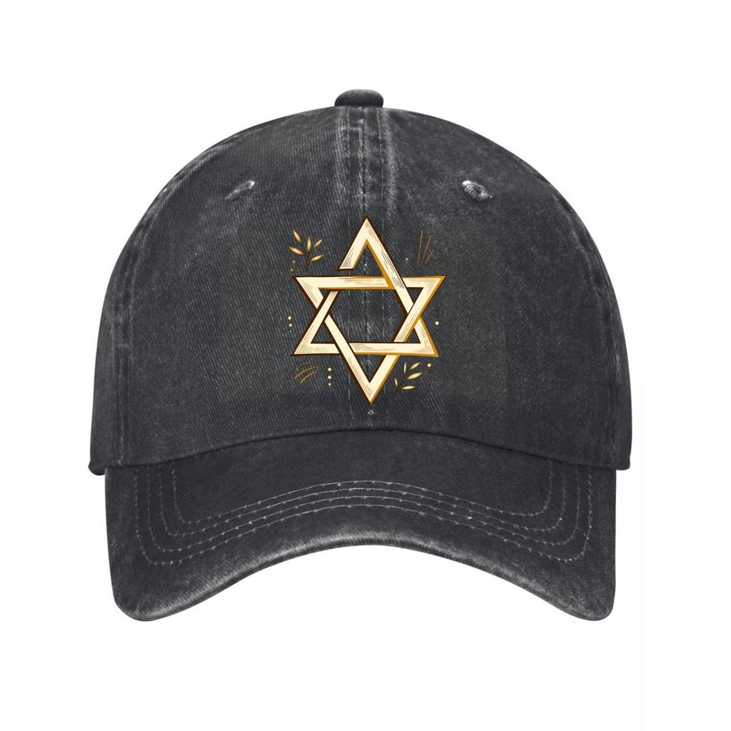 Radiant Judaic Symbol Line Art Washed Baseball Cap Outdoor For Womens Unisex FeUnisex Dad Hat