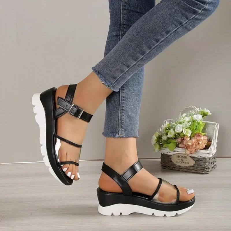 Fashion Women Heels Sandals with Platform Shoes 2024 Summer Casual Wedges Shoes for Women Outdoor Beach Roman Sandals Sandalias Mujer