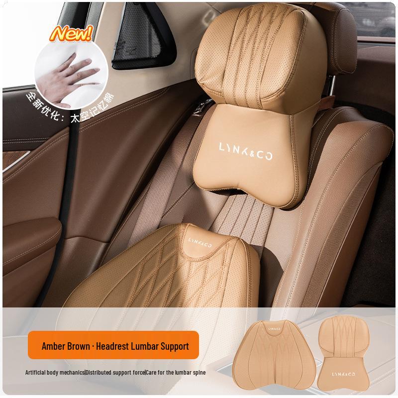 Lynk & Co Car Headrest & Lumbar Support Set for 01/06/07/08/09/10EMP/Z20/900 - Neck & Waist Protection.