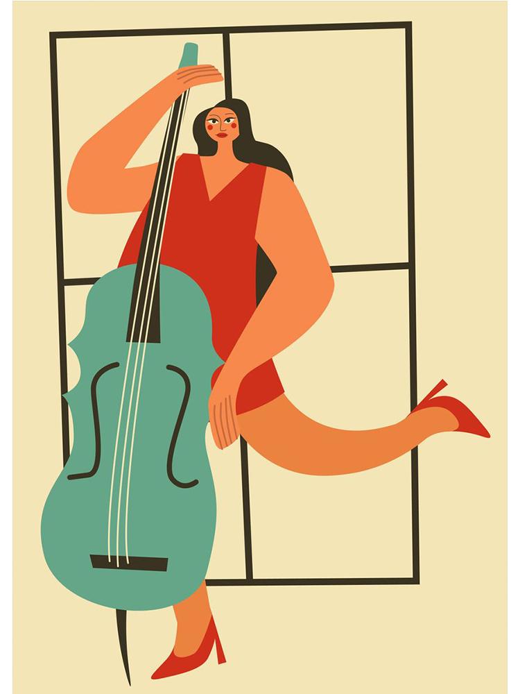 Забавный меломан, холст, живопись, постеры, принты, абстрактная девушка, играющая на гитаре, нота, настенное искусство для современной гостиной, домашний декор