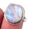 Кольцо из серебра 925 пробы с натуральным радужным лунным камнем ручной работы S.7 q4u11