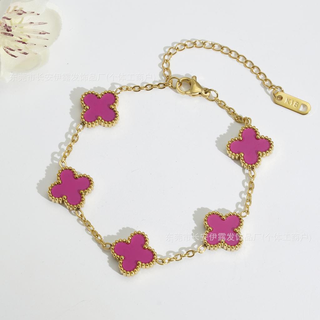 Браслет женский из 18-каратного золота «Четырехлистный клевер» Модный и трендовый браслет «Счастливый четырехлистный клевер»