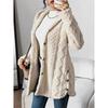 [Cozy Winter Cardigan] Warm & Cozy Women's Winter Plush Diamond-Patterned Hooded Cardigan | Longline Loose Fit Open Front Long Sleeve Coat