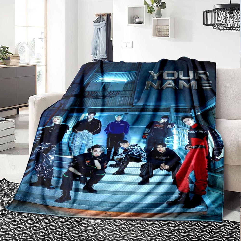 Name Custom Ateez Poster Print Flannel Blanket High Quality Warm Comfortable Cover for All Seasons Perfect for Gifts Home Decor