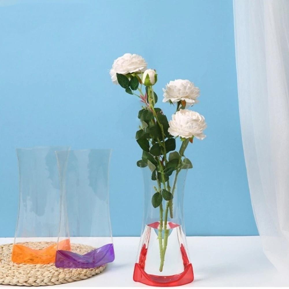 5Pcs Shatterproof Clear PVC Flower Vase Folding Plant Containers Easy To Clean Expandable Vase Room