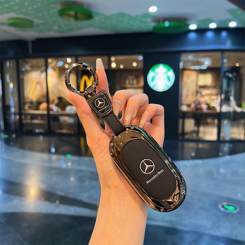 ULA5 Suede Car Key Case Cover Protector Shell For Mercedes Benz C CLE E GLC S Class W206 X254 W214 W223 Remote Fob Shell Case