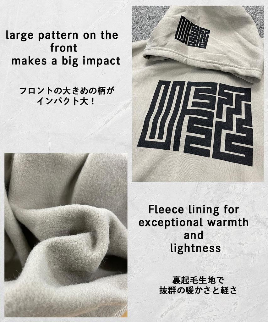 Blanc Blanc Pullover Long Street Loose Street Relaxed Oversized Fleece-Lined Hoodie, Sleeves, Printed, Style, Fall, Winter, Spring, Fit, Office,