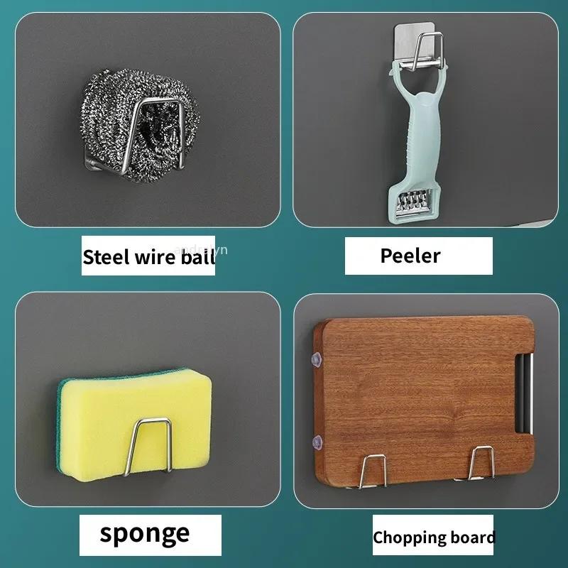 1/6 шт. Держатель для кухонной губки, самоклеящиеся губки для раковины, сушилка для слива, настенные крючки, проволочный шарик, органайзер для ванной комнаты, хранение