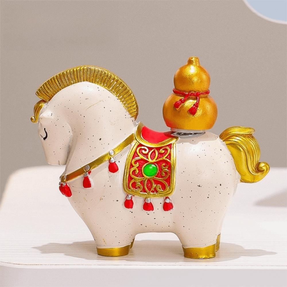 Good Luck Resin Horse Statue Rotatable Desktop Ornament Creative Zodiac Horse Ornaments Home