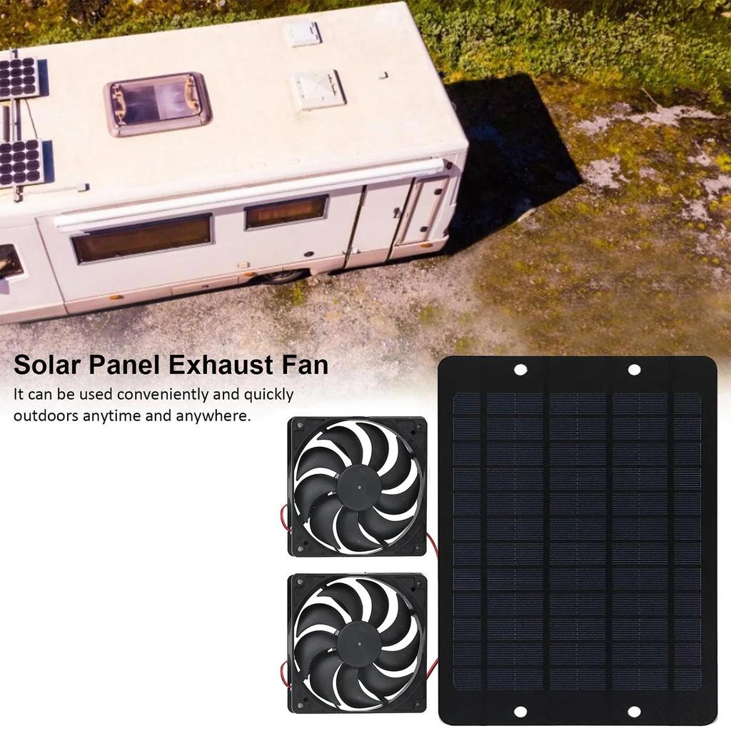 12V Solar fan Solar Charger Exhaust Fan Ventilator Solar Panel Powered Fan Air Extractor for Dog Chicken House RV Greenhouse Fan 4