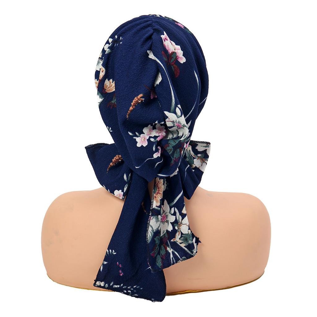 Women Muslim Hijab Cap Brim Print Turban Bonnet Ladies Headscarf Hat Wrap Hat